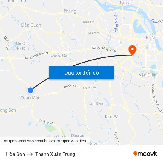 Hòa Sơn to Thanh Xuân Trung map