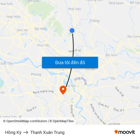 Hồng Kỳ to Thanh Xuân Trung map