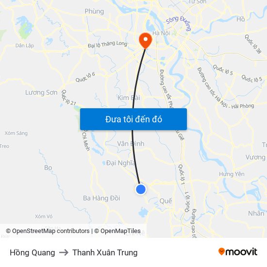Hồng Quang to Thanh Xuân Trung map
