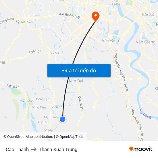 Cao Thành to Thanh Xuân Trung map
