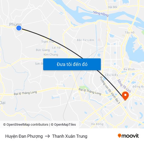 Huyện Đan Phượng to Thanh Xuân Trung map