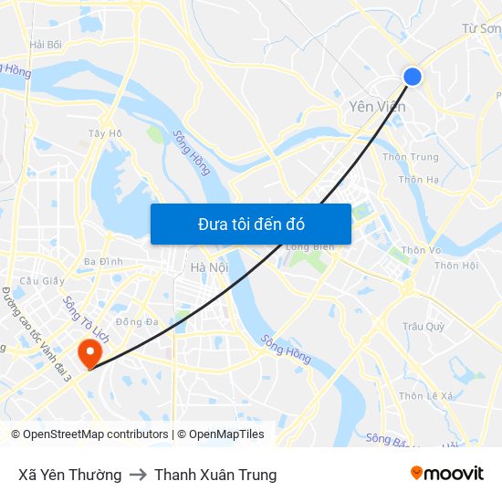 Xã Yên Thường to Thanh Xuân Trung map