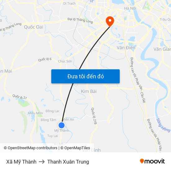 Xã Mỹ Thành to Thanh Xuân Trung map