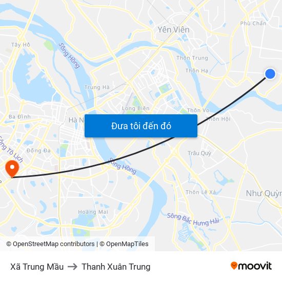 Xã Trung Mầu to Thanh Xuân Trung map