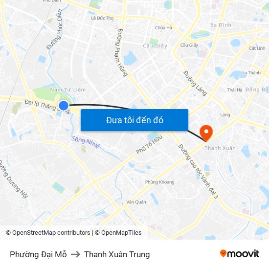 Phường Đại Mỗ to Thanh Xuân Trung map