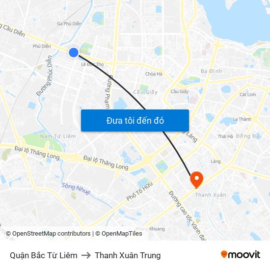 Quận Bắc Từ Liêm to Thanh Xuân Trung map