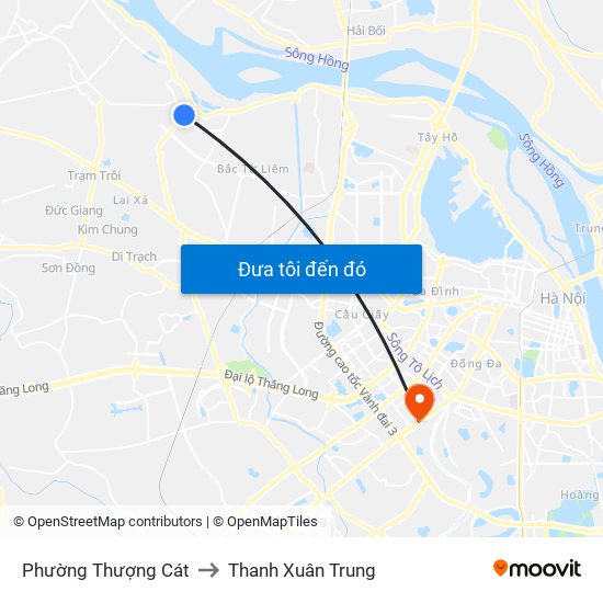 Phường Thượng Cát to Thanh Xuân Trung map