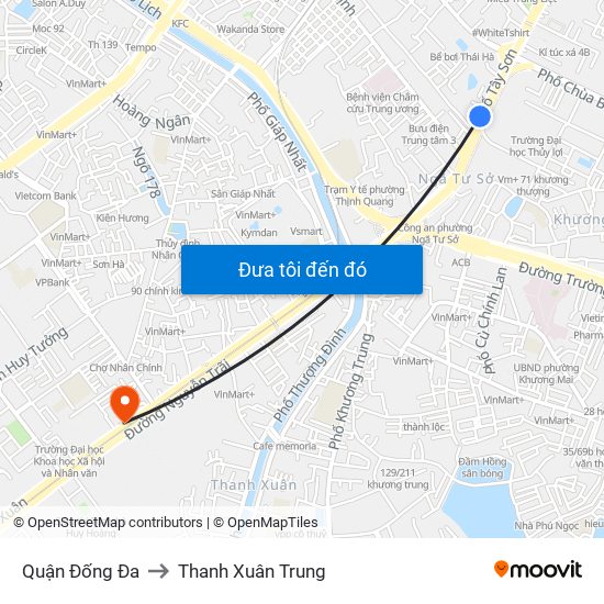 Quận Đống Đa to Thanh Xuân Trung map