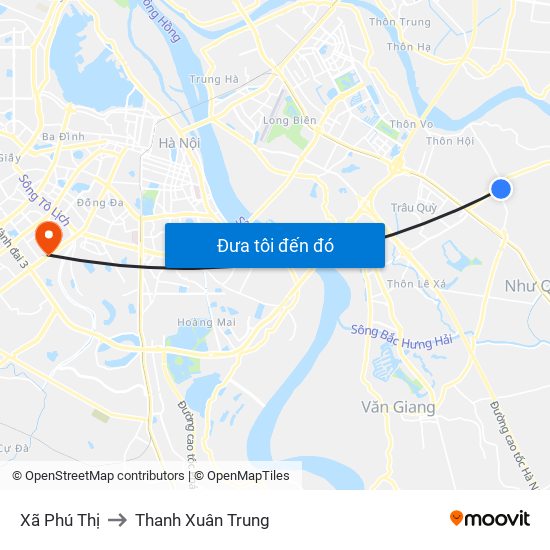 Xã Phú Thị to Thanh Xuân Trung map