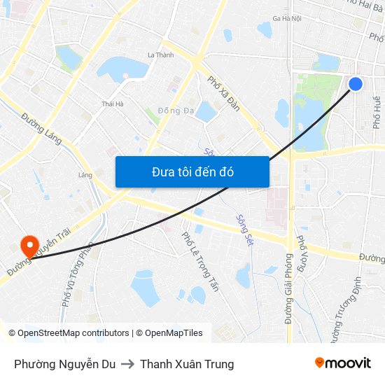 Phường Nguyễn Du to Thanh Xuân Trung map