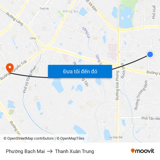 Phường Bạch Mai to Thanh Xuân Trung map