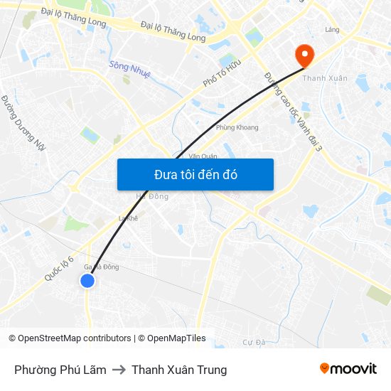 Phường Phú Lãm to Thanh Xuân Trung map