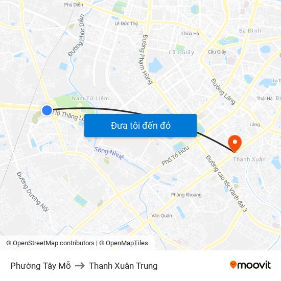 Phường Tây Mỗ to Thanh Xuân Trung map