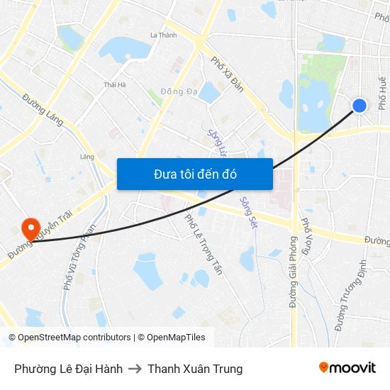 Phường Lê Đại Hành to Thanh Xuân Trung map