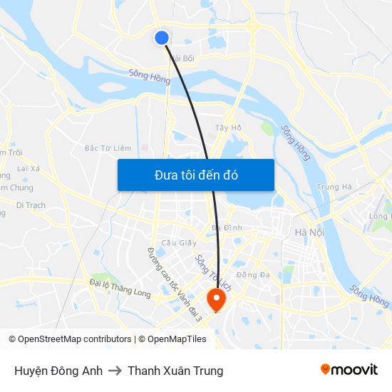Huyện Đông Anh to Thanh Xuân Trung map