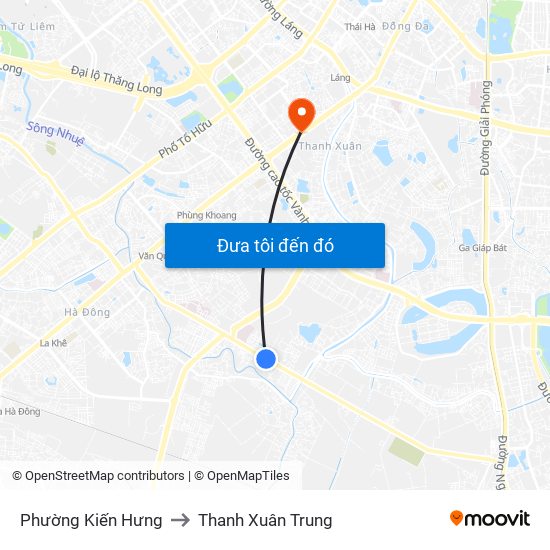Phường Kiến Hưng to Thanh Xuân Trung map