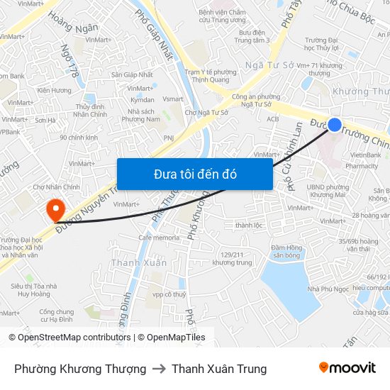 Phường Khương Thượng to Thanh Xuân Trung map