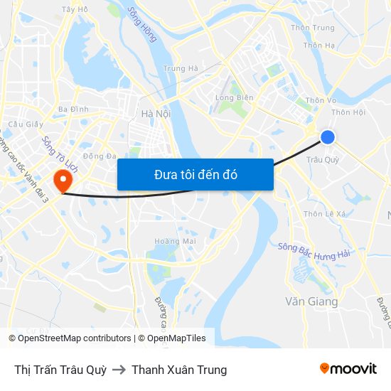 Thị Trấn Trâu Quỳ to Thanh Xuân Trung map