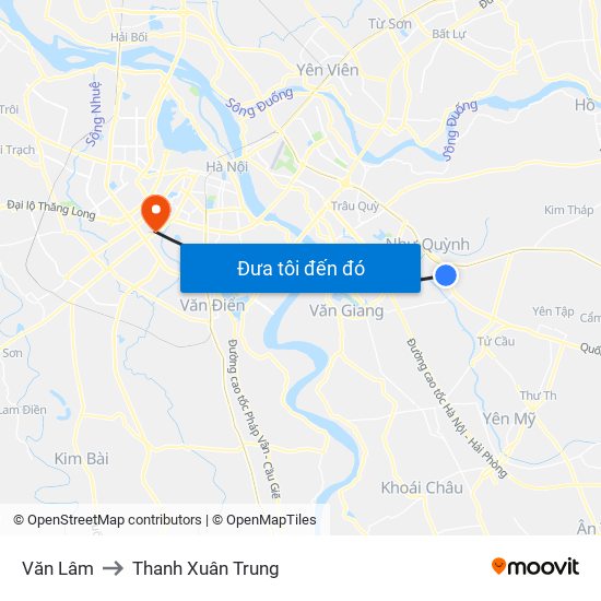 Văn Lâm to Thanh Xuân Trung map