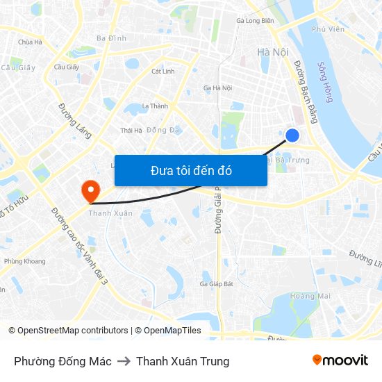 Phường Đống Mác to Thanh Xuân Trung map