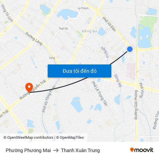 Phường Phương Mai to Thanh Xuân Trung map