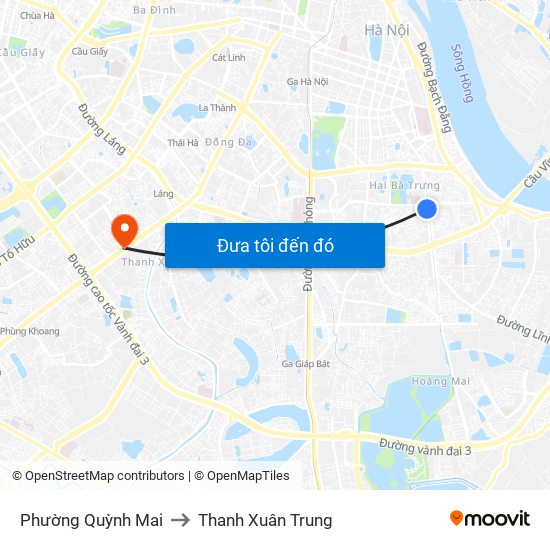 Phường Quỳnh Mai to Thanh Xuân Trung map