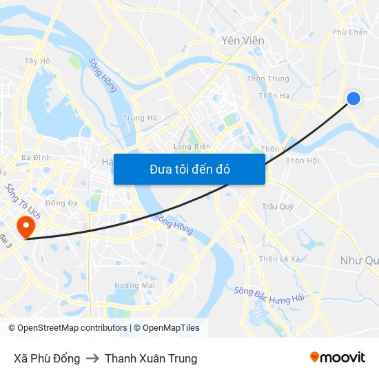 Xã Phù Đổng to Thanh Xuân Trung map