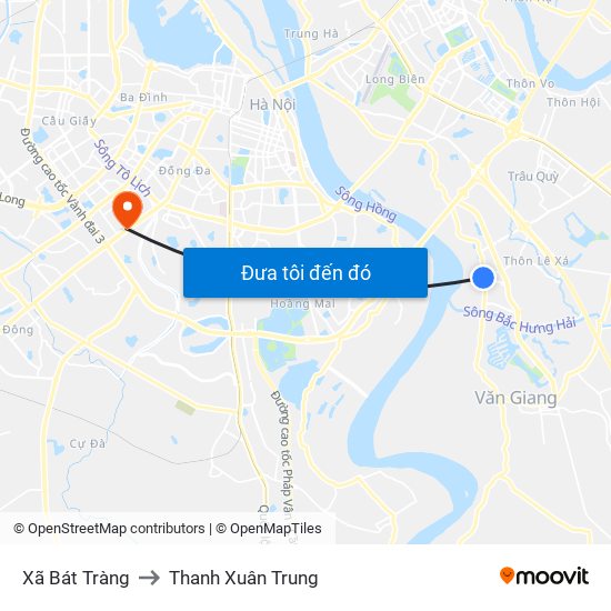 Xã Bát Tràng to Thanh Xuân Trung map