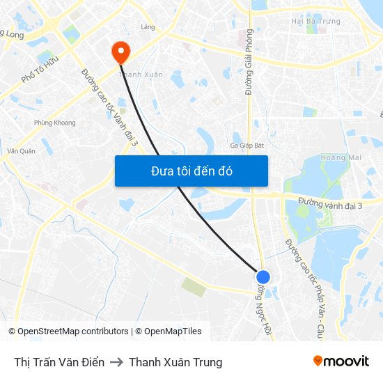 Thị Trấn Văn Điển to Thanh Xuân Trung map