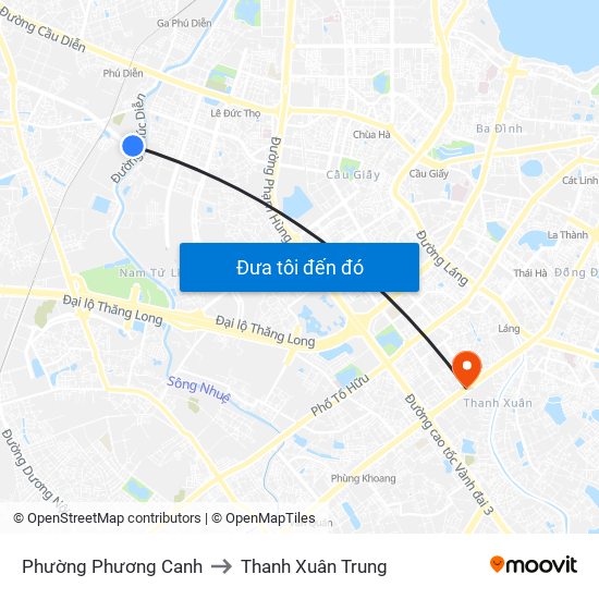 Phường Phương Canh to Thanh Xuân Trung map