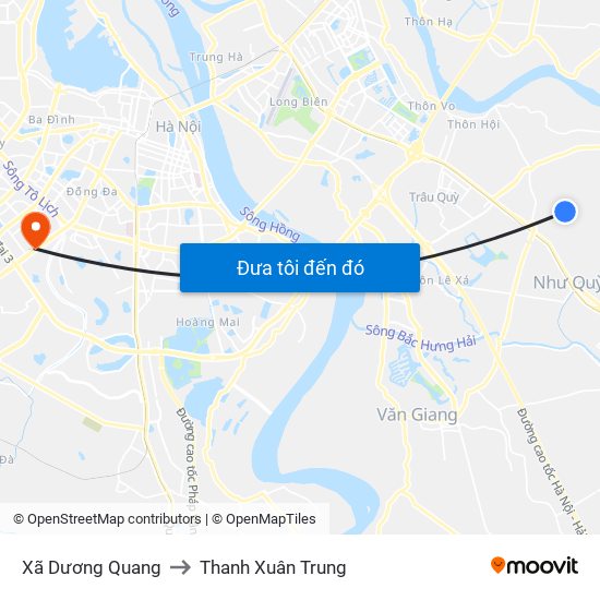 Xã Dương Quang to Thanh Xuân Trung map