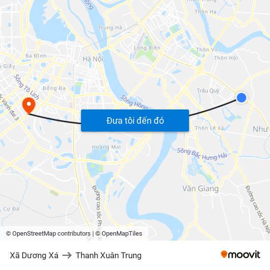 Xã Dương Xá to Thanh Xuân Trung map