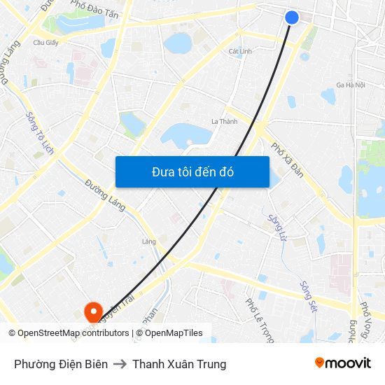 Phường Điện Biên to Thanh Xuân Trung map