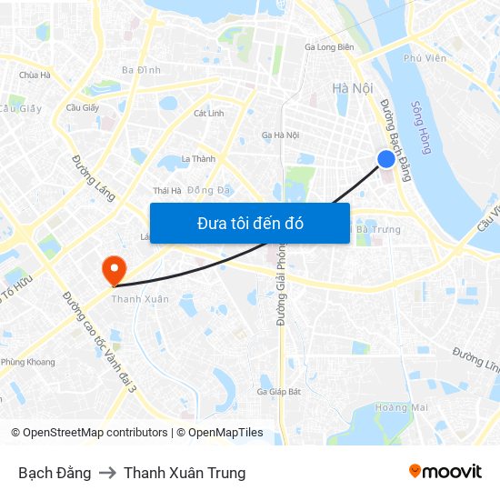 Bạch Đằng to Thanh Xuân Trung map