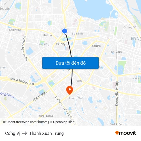 Cống Vị to Thanh Xuân Trung map