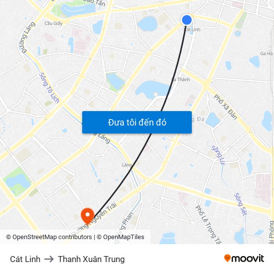 Cát Linh to Thanh Xuân Trung map