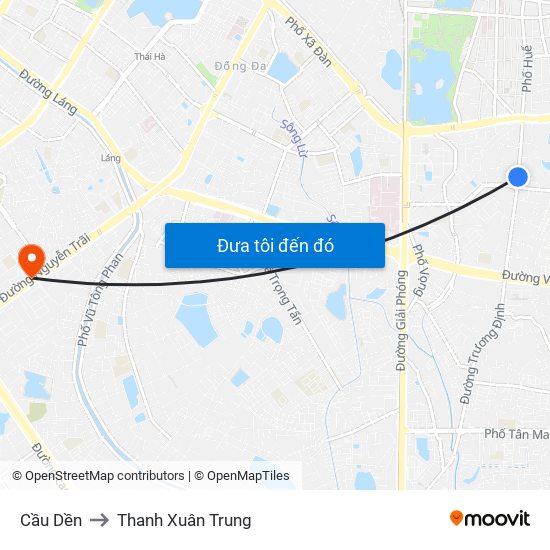 Cầu Dền to Thanh Xuân Trung map