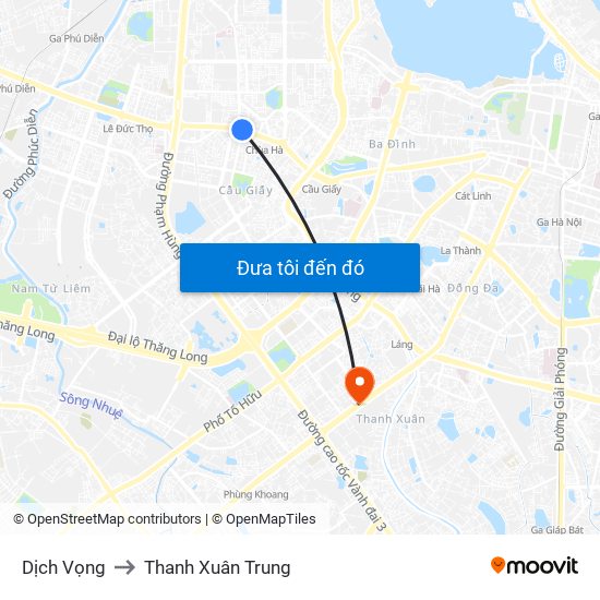 Dịch Vọng to Thanh Xuân Trung map