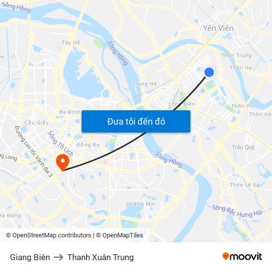 Giang Biên to Thanh Xuân Trung map