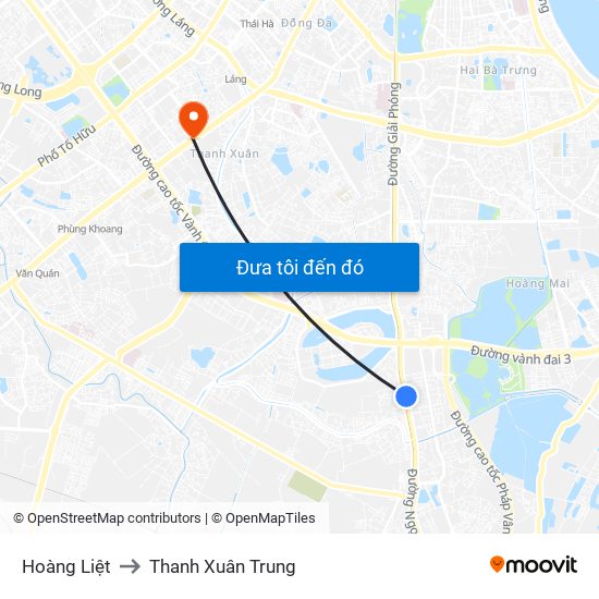 Hoàng Liệt to Thanh Xuân Trung map