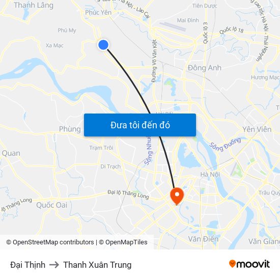 Đại Thịnh to Thanh Xuân Trung map