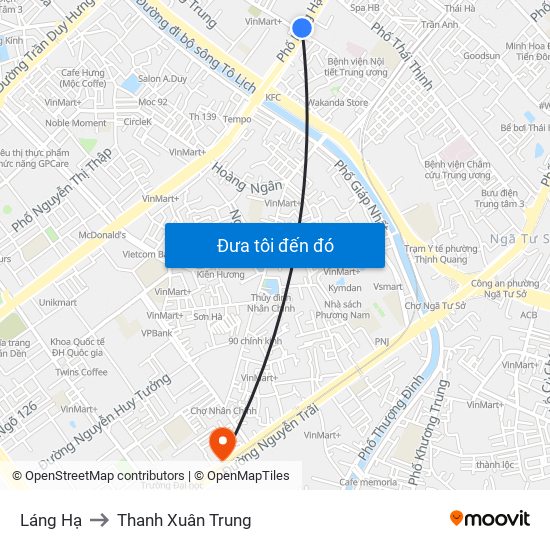 Láng Hạ to Thanh Xuân Trung map