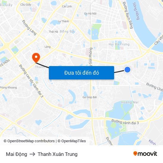 Mai Động to Thanh Xuân Trung map