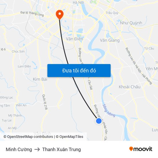 Minh Cường to Thanh Xuân Trung map