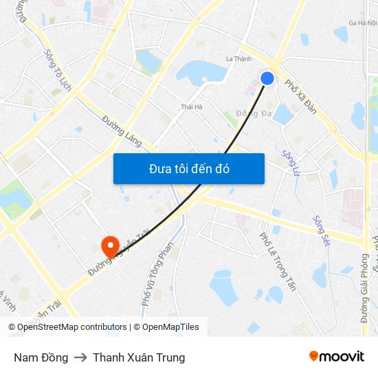 Nam Đồng to Thanh Xuân Trung map