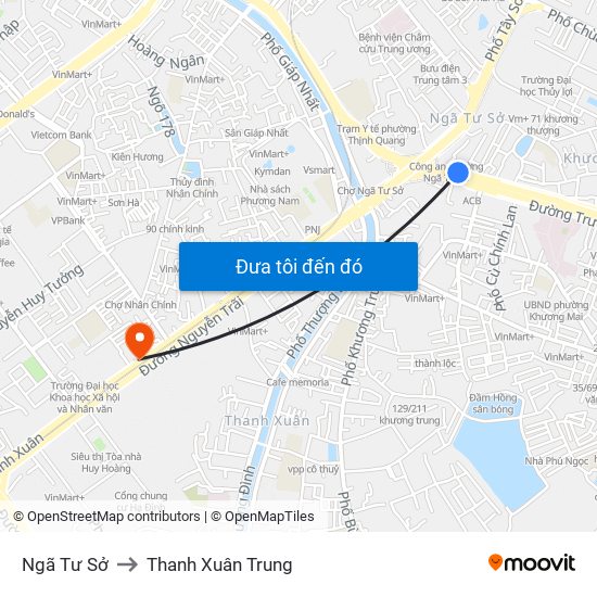 Ngã Tư Sở to Thanh Xuân Trung map