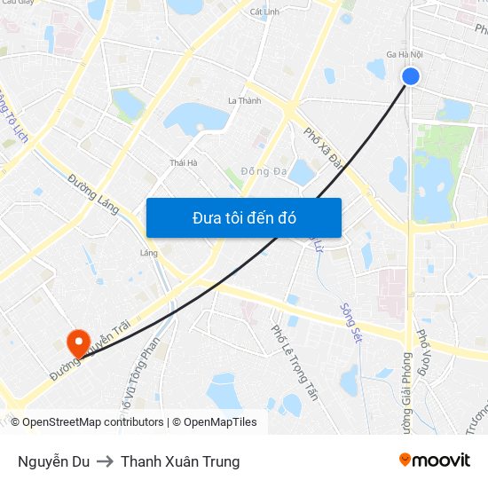 Nguyễn Du to Thanh Xuân Trung map