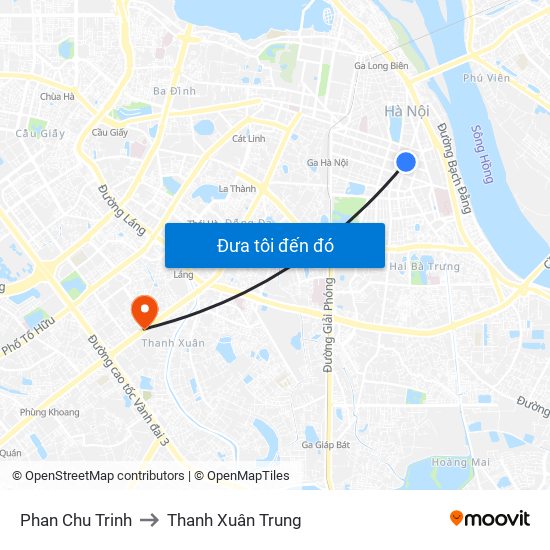 Phan Chu Trinh to Thanh Xuân Trung map