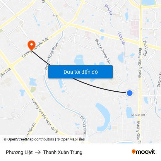 Phương Liệt to Thanh Xuân Trung map