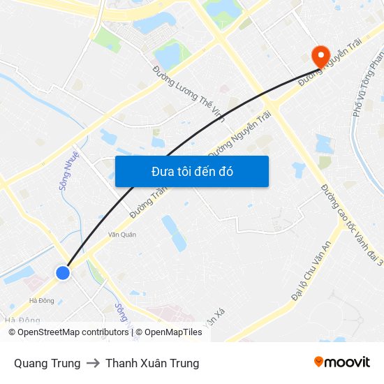 Quang Trung to Thanh Xuân Trung map